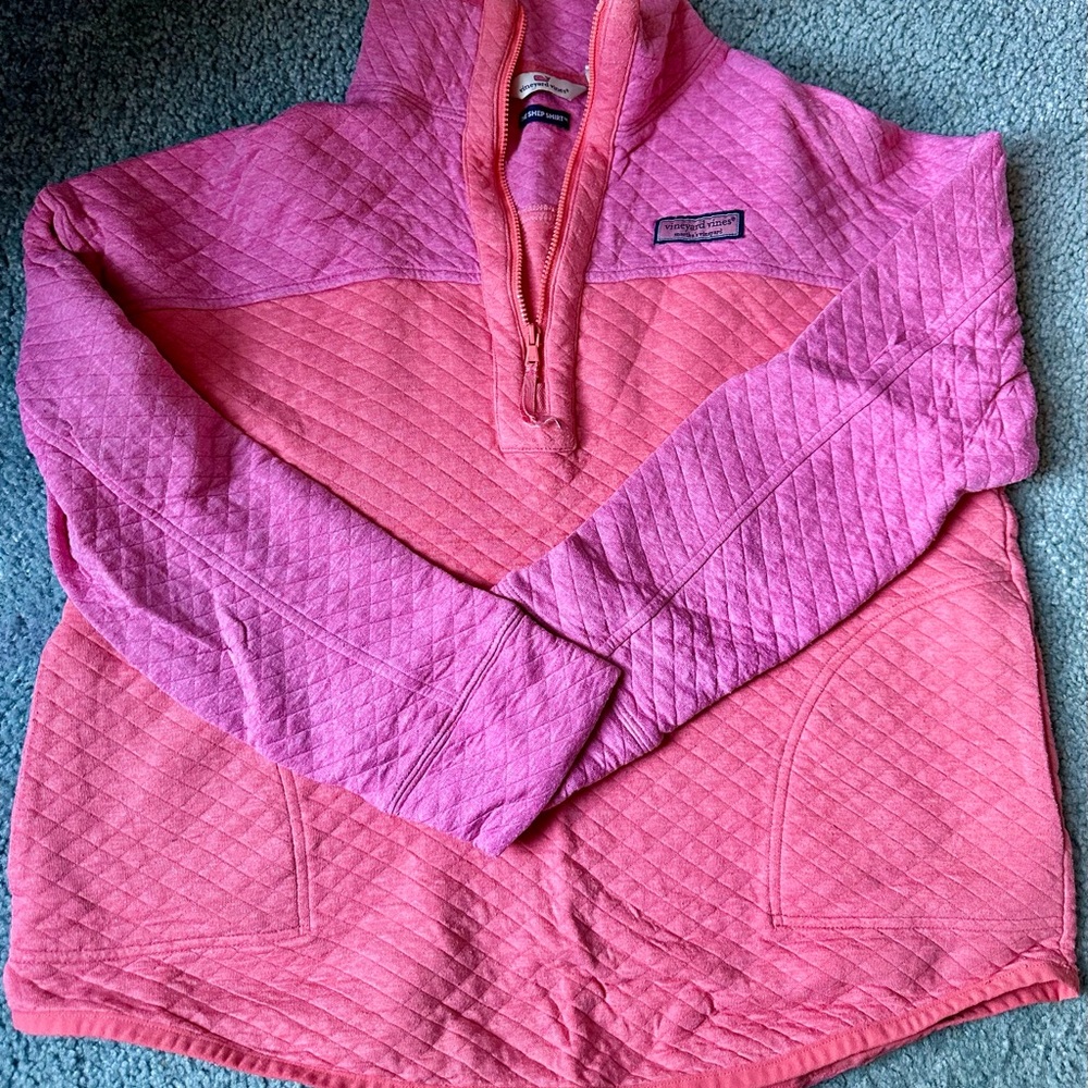 Vineyard Vines Pink Quilted Half-Zip